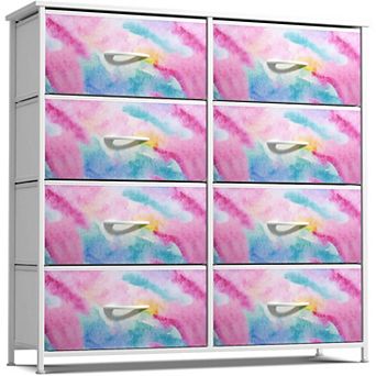 Sorbus 8 Drawers Dresser- Storage Unit with Steel Frame, Wood Top, Fabric Bins