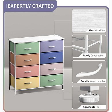 Sorbus 8 Drawers Storage Dresser For Bedroom, Closet, Office Organization - Steel Frame, Wood Top