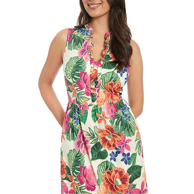 Women's London Times Sleeveless Ruffle Neck Maxi Dress