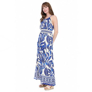 Women's London Times Smocked Waist Halter Dress