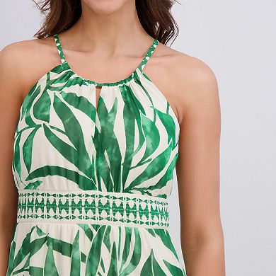 Women's London Times Smocked Waist Halter Dress