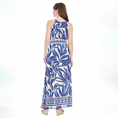Women's London Times Smocked Waist Halter Dress