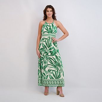 Women's London Times Smocked Waist Halter Dress