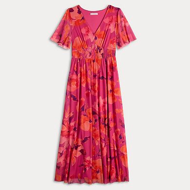 Women's London Times Short Sleeve Smocked Maxi Dress