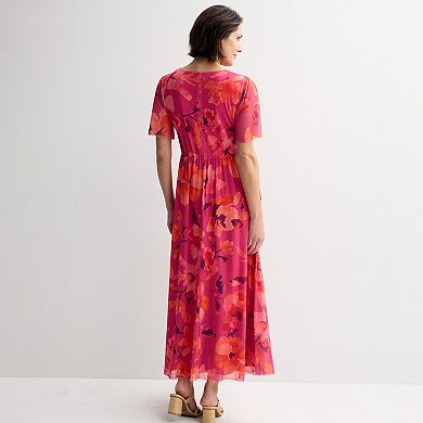 Women's London Times Short Sleeve Smocked Maxi Dress
