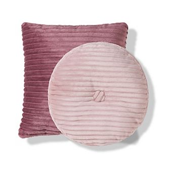 The Big One® 2 pc Plush Ribbed Decorative Square & Round Pillow Set