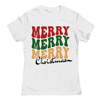 Junior's Merry Repeat 3 Christmas Graphic Tee