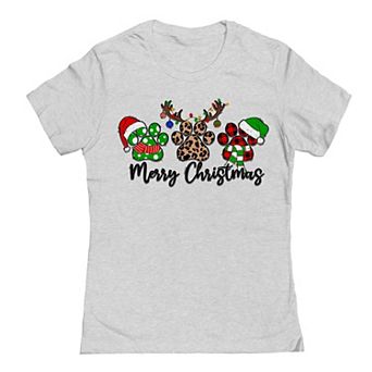 Junior's Merry Christmas Antlers Graphic Tee