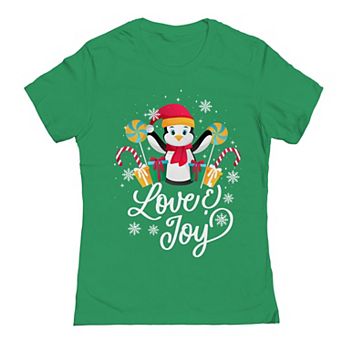 Junior's Christmas Love Penguin Graphic Tee