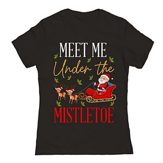 Junior's Christmas Mistletoe Graphic Tee