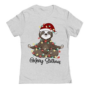 Junior's Christmas Merry Slothmas Graphic Tee