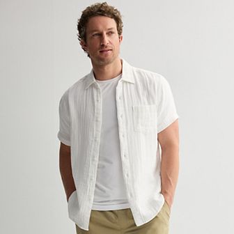 Men's Sonoma Goods For Life® Short Sleeve Perfect Length Double Weave Shirt