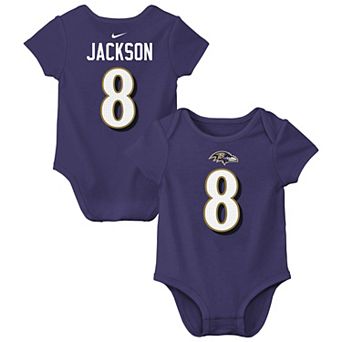 Infant Nike Lamar Jackson Purple Baltimore Ravens Player Name & Number Bodysuit