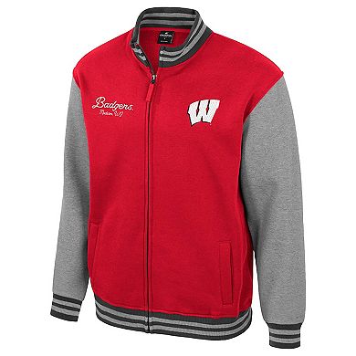 Men's Colosseum Red Wisconsin Badgers Ambi-Turner Full-Zip Varsity Jacket