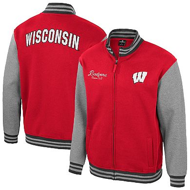 Men's Colosseum Red Wisconsin Badgers Ambi-Turner Full-Zip Varsity Jacket