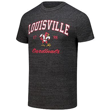 Men's League Collegiate Wear Charcoal Louisville Cardinals ��Arch Script Victory Falls Tri-Blend T-Shirt