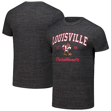 Men's League Collegiate Wear Charcoal Louisville Cardinals ��Arch Script Victory Falls Tri-Blend T-Shirt