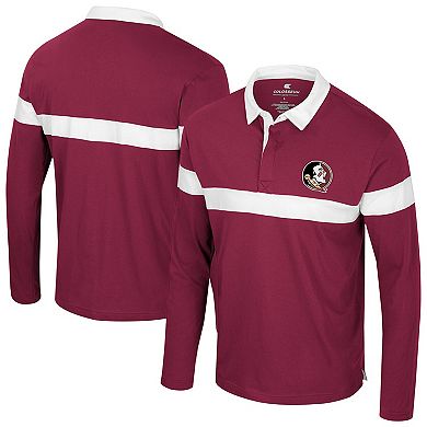 Men's Colosseum Garnet Florida State Seminoles Too Cool For School Long Sleeve Polo