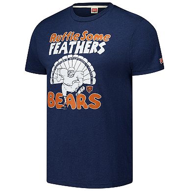 Unisex Homage Navy Chicago Bears Ruffle Some Feathers Tri-Blend T-Shirt