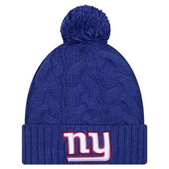 Women's New Era Royal New York Giants Cable Cuffed Knit Hat with Pom