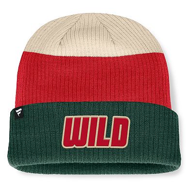 Men's Fanatics Green/Red Minnesota Wild Heritage Showboat Color-Block Cuffed Knit Hat