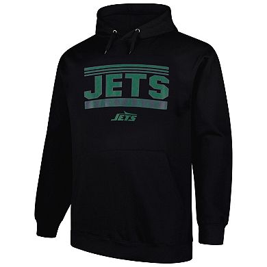 Men's Fanatics Black New York Jets Big & Tall Fleece Pullover Hoodie
