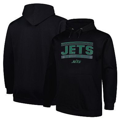 Men's Fanatics Black New York Jets Big & Tall Fleece Pullover Hoodie