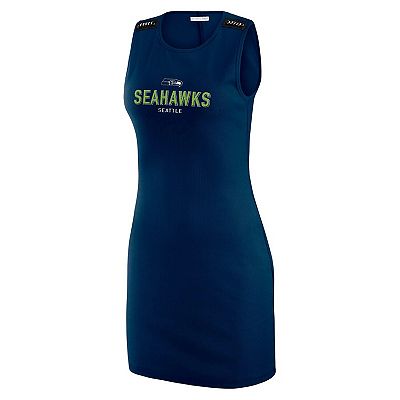 Women's WEAR by Erin Andrews x Gracie Hunt College Navy Seattle Seahawks  Ribbed Tank Dress