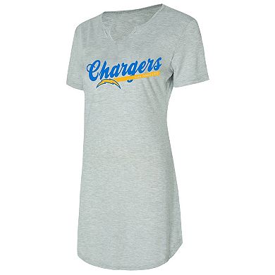 Women's Concepts Sport Gray Los Angeles Chargers Petition Knit Nightshirt