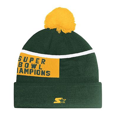 Unisex Starter Green Green Bay Packers Chyron Cuffed Knit Hat with Pom