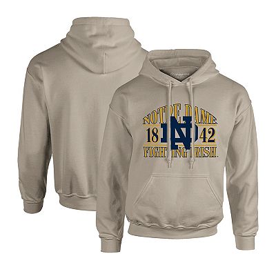 Men s Cream Notre Dame Fighting Irish Upper Arch Letters Pullover Hoodie