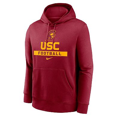 Men's Nike Cardinal USC Trojans Football Stack Club Fleece Pullover Hoodie
