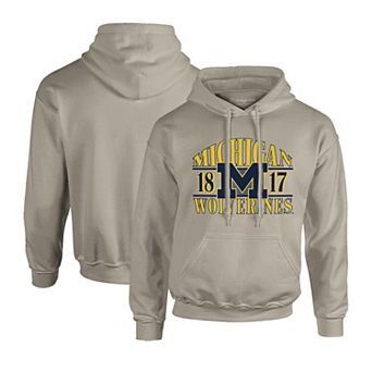 Men's Cream Michigan Wolverines Upper Arch Letters Pullover Hoodie