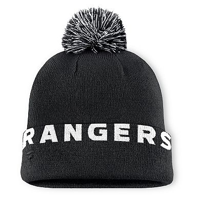 Men's Fanatics Black New York Rangers Fundamental High Stick Cuffed Knit Hat with Pom