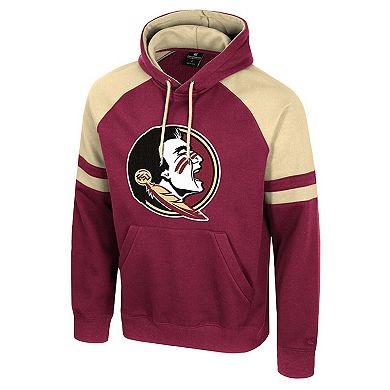 Men's Colosseum Garnet Florida State Seminoles Todd Raglan Pullover Hoodie