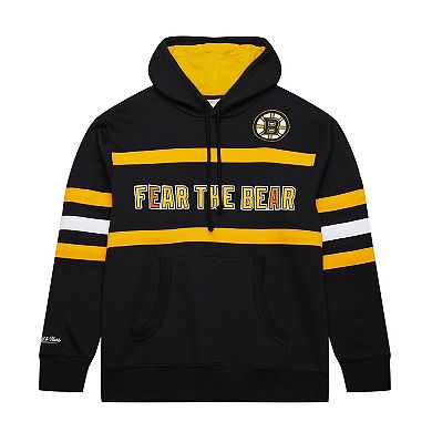 Men's Mitchell & Ness Black Boston Bruins Head Coach Slogan Pullover Hoodie