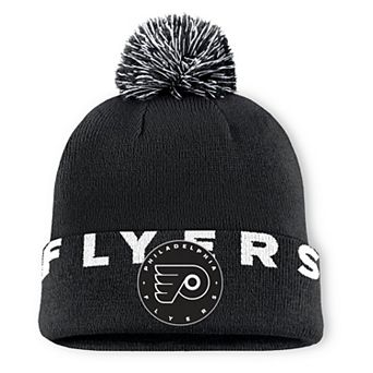 Men's Fanatics Black Philadelphia Flyers Fundamental High Stick Cuffed Knit Hat with Pom