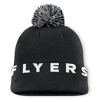 Men's Fanatics Black Philadelphia Flyers Fundamental High Stick Cuffed Knit Hat with Pom