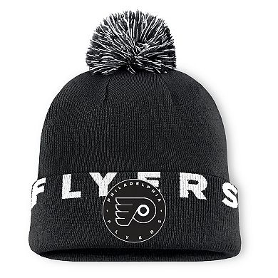 Men's Fanatics Black Philadelphia Flyers Fundamental High Stick Cuffed Knit Hat with Pom