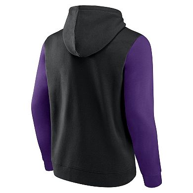 Men's Black Sacramento Kings Outline Colorblock Pullover Hoodie