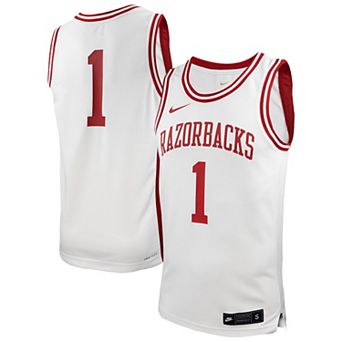 Men's Nike #1 White Arkansas Razorbacks Replica Basketball Jersey