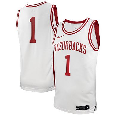 Men's Nike #1 White Arkansas Razorbacks Replica Basketball Jersey