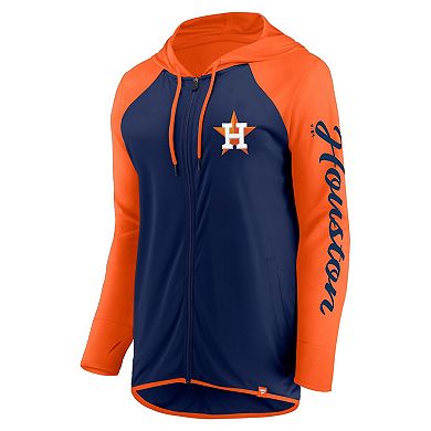 Women's Fanatics Navy/Orange Houston Astros Script Sleeve Full-Zip Hoodie