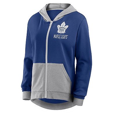 Women's Blue Toronto Maple Leafs Hit It French Terry Full-Zip Hoodie