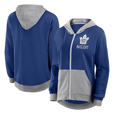 Women's Blue Toronto Maple Leafs Hit It French Terry Full-Zip Hoodie