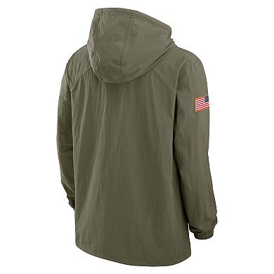 Men's Nike Olive Texas Longhorns 2024 Military Appreciation Full-Snap Hoodie Military Jacket