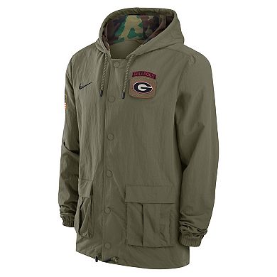 Men's Nike Olive Georgia Bulldogs 2024 Military Appreciation Full-Snap Hoodie Military Jacket