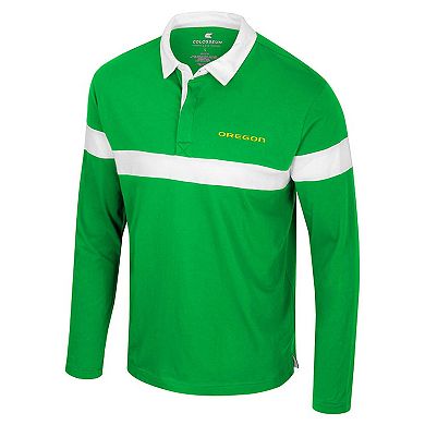 Men's Colosseum Green Oregon Ducks Too Cool For School Long Sleeve Polo
