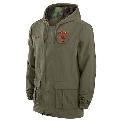 Men's Nike Olive USC Trojans 2024 Military Appreciation Full-Snap Hoodie Military Jacket