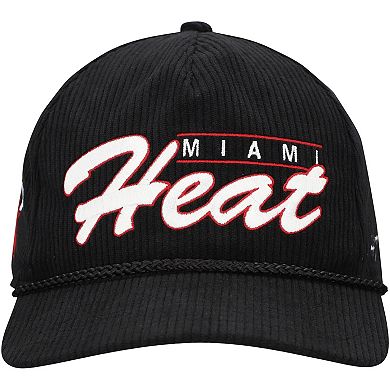 Men's '47 Black Miami Heat Double Header Sidepatch Cord Hitch Adjustable Hat